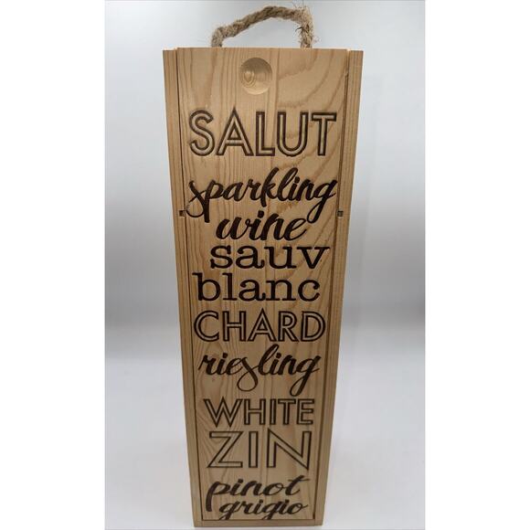 Natural Wooden Wine (White) Crate with Handle with Sliding Cover, 31-09 - Picture 3 of 12